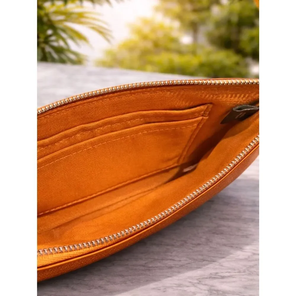 Coach Orange Leather Wristlet Clutch